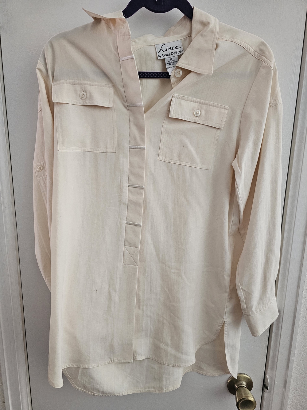 Linea by Louis Dell'Olio Cream Button-Up Tunic